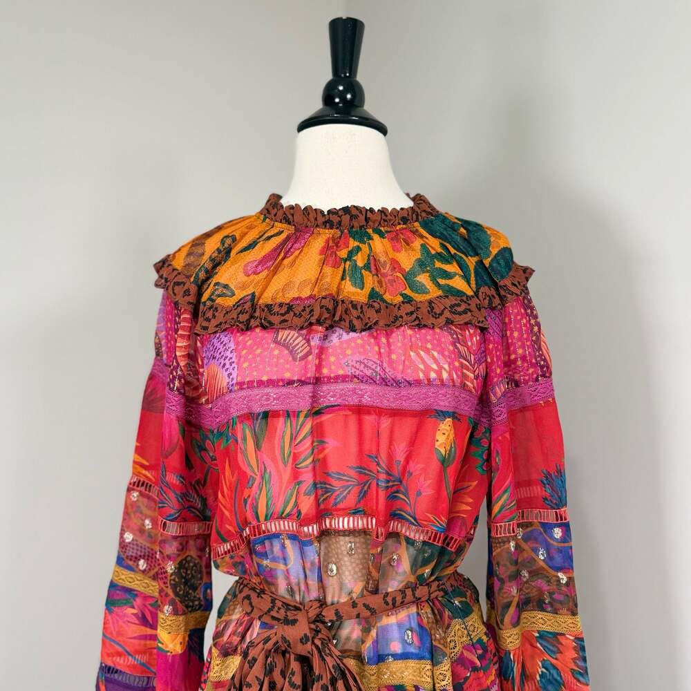 FARM Rio Multicolor Floral Maxi Dress in Red, Pink, Orange, Blue & Green - Picture 7 of 13